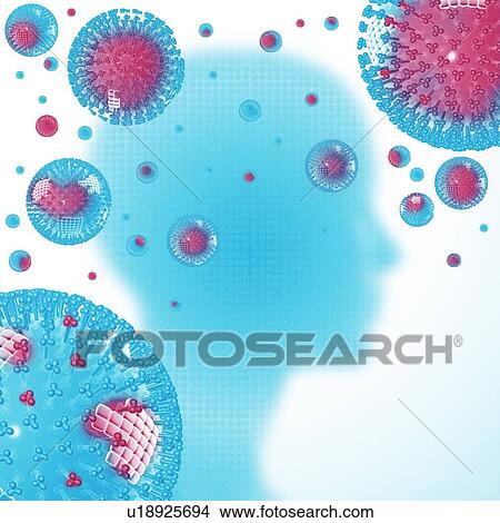 Picture - Flu virus spreading, artwork. Fotosearch