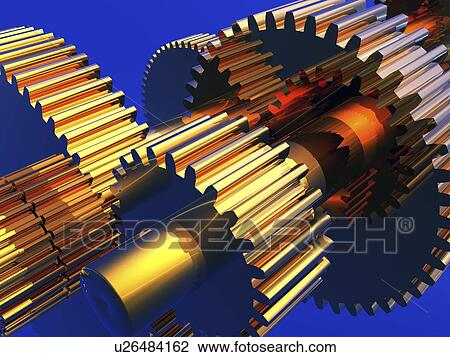 Stock Image - Gear wheels, artwork. Fotosearch