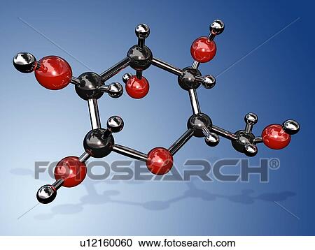 Stock Image - Glucose sugar molecule. Fotosearch
