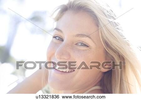 Happy woman outdoors View Large Photo Image Stock Photograph - Happy woman outdoors. Fotosearch