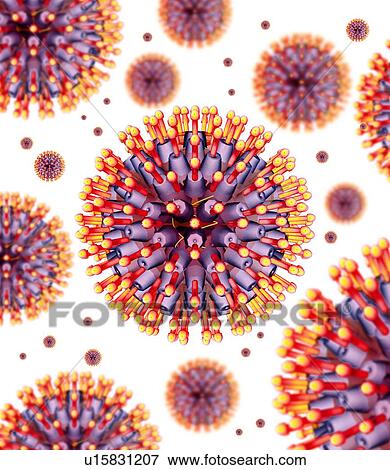 Stock Photo - Herpes virus particles, artwork. Fotosearch