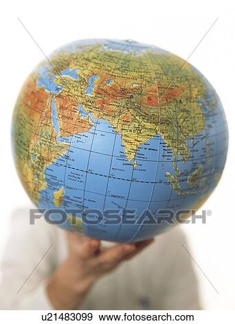Stock Photo - Inflated Earth globe. Fotosearch
