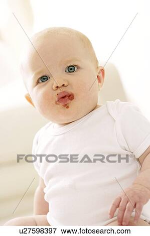 Messy baby View Large Photo Image Stock Photo - Messy baby. Fotosearch
