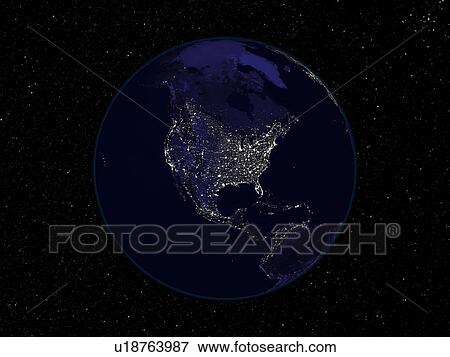 North America at night View Large Photo Image Stock Photo - North America at night. Fotosearch