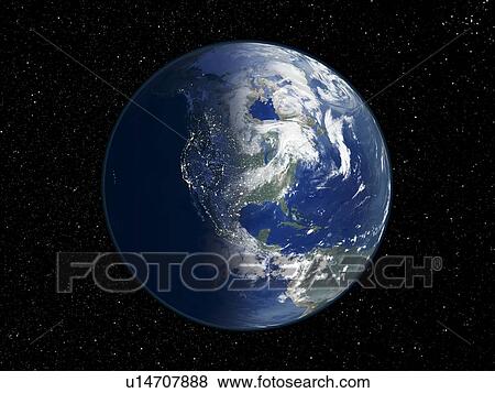 Stock Photo - North America, night-day satellite image. Fotosearch