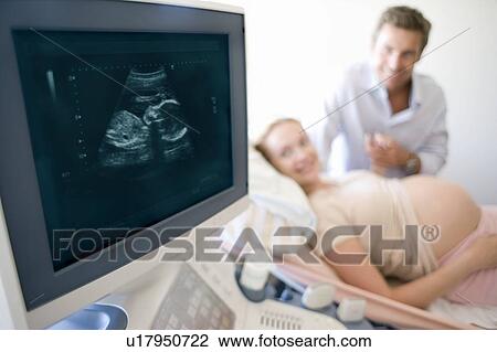 Stock Image - Obstetric ultrasound. Fotosearch