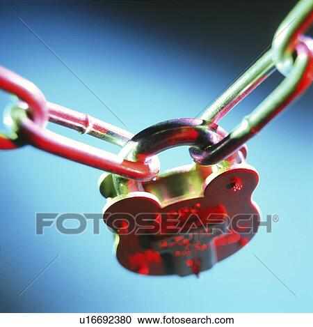 Stock Image - Padlock and chain. Fotosearch