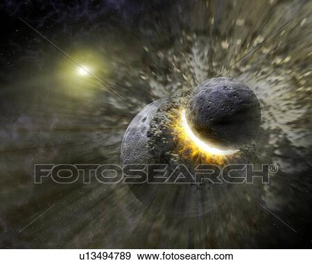 Stock Photo - Planetary collision. Fotosearch