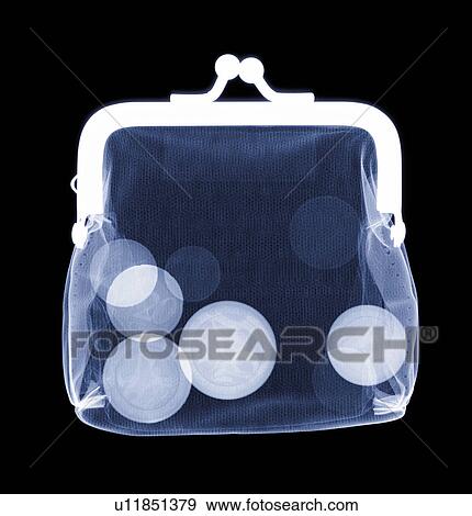 Stock Photo - Purse and coins, X-ray. Fotosearch
