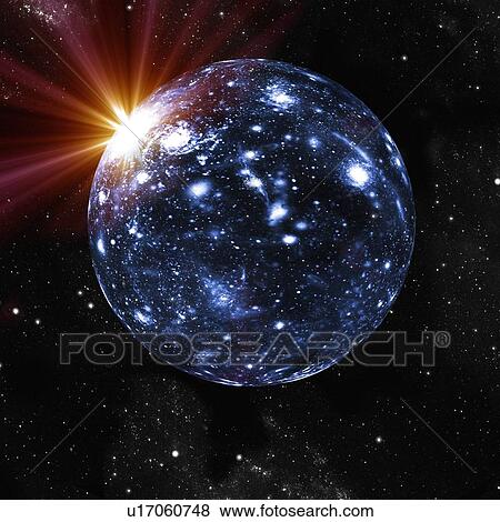 Stock Photo - Spherical universe, artwork. Fotosearch