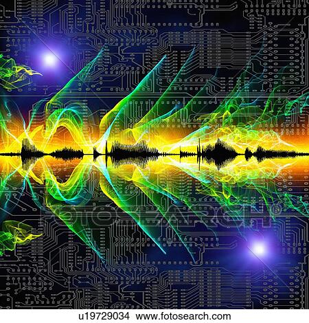 Picture - Abstract sound waves. Fotosearch
