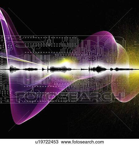 Stock Image - Abstract sound waves. Fotosearch