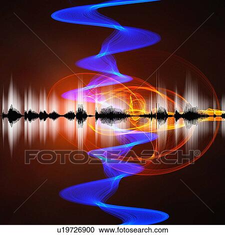 Stock Image - Abstract sound waves. Fotosearch
