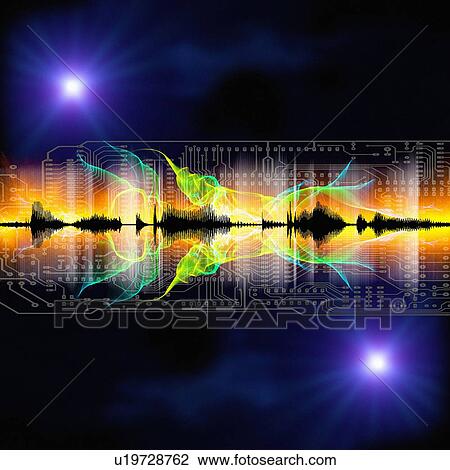 Stock Image - Abstract sound waves. Fotosearch