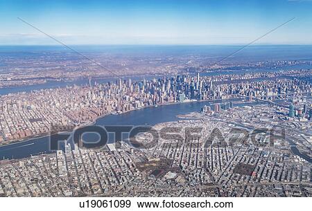 Stock Photo - Aerial view of Manhattan, New York, USA. Fotosearch