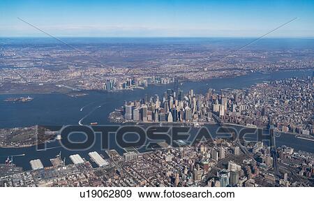 Aerial view of Manhattan, New York, USA View Large Photo Image Stock Photo - Aerial view of Manhattan, New York, USA. Fotosearch