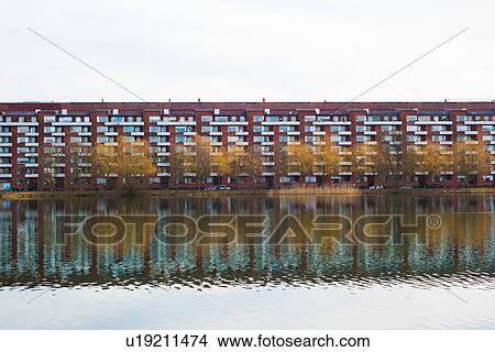 Apartments on river waterfront, Copenhagen, Denmark View Large Photo Image Picture - Apartments on river waterfront, Copenhagen, Denmark. Fotosearch