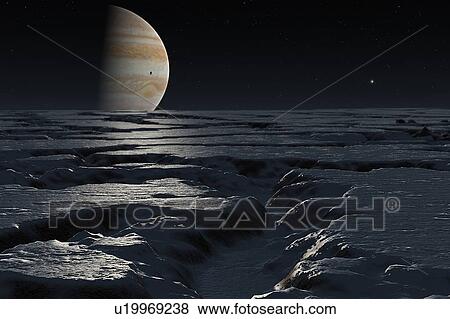 Artwork of Jupiter seen from Europa View Large Photo Image Stock Photo - Artwork of Jupiter seen from Europa. Fotosearch