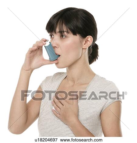 Stock Photo - Asthma inhaler use. Fotosearch