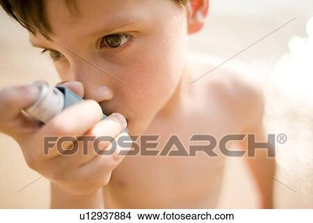 Picture - Asthmatic boy. Fotosearch