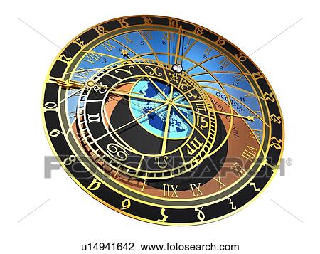 Stock Image - Astronomical clock, artwork. Fotosearch