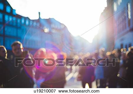 Blurred crowds on sunlit street, Copenhagen, Denmark View Large Photo Image Stock Photo - Blurred crowds on sunlit street, Copenhagen, Denmark. Fotosearch