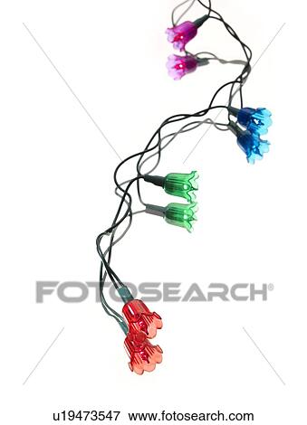 Stock Photo - Coloured Christmas tree lights. Fotosearch
