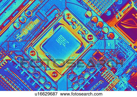 Stock Photo - Computer motherboard with core i7 CPU. Fotosearch