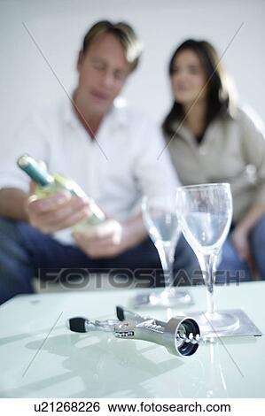 Stock Photograph - Couple drinking wine. Fotosearch
