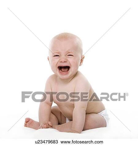 Stock Image - Crying baby boy. Fotosearch