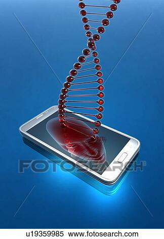 Dna strand and smartphone, illustration View Large Photo Image Stock Photography - Dna strand and smartphone, illustration. Fotosearch