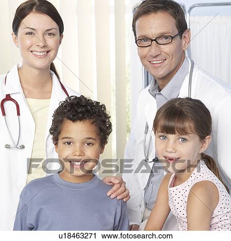 Stock Image - Doctors and children. Fotosearch