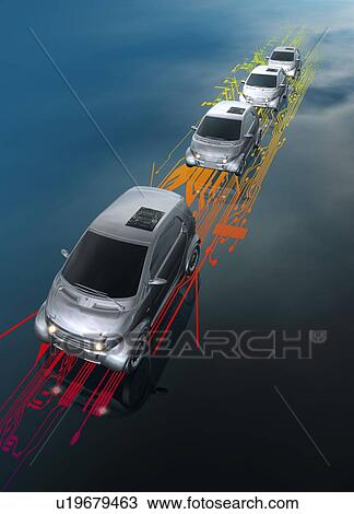 Stock Image - Driverless cars, illustration. Fotosearch