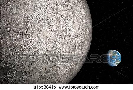 Stock Photography - Earth and Moon, artwork. Fotosearch