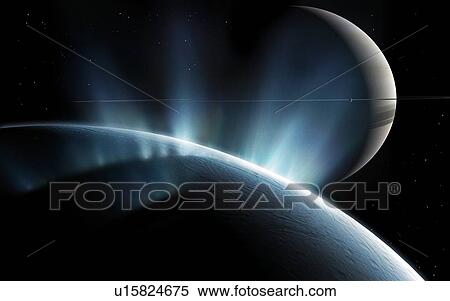 Stock Photography - Enceladus, computer artwork. Fotosearch
