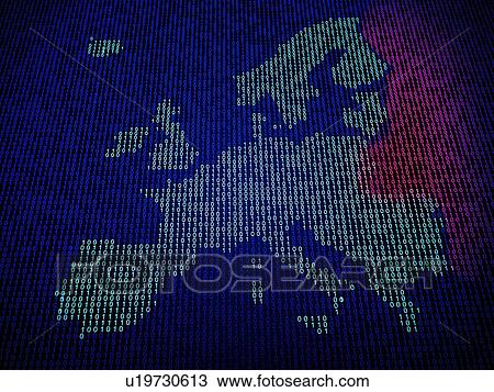 Stock Image - European union and hacking, illustration. Fotosearch