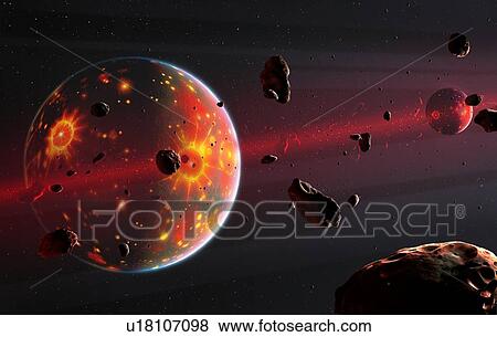 Stock Photo - Formation of the Moon, artwork. Fotosearch