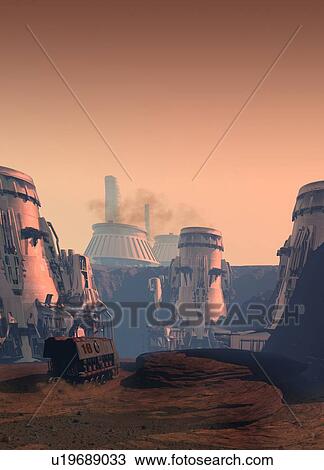Futuristic city, illustration View Large Photo Image Stock Image - Futuristic city, illustration. Fotosearch