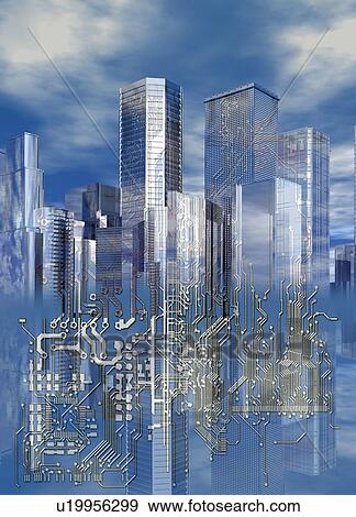 Futuristic city, illustration View Large Photo Image Stock Photo - Futuristic city, illustration. Fotosearch
