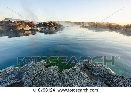 Picture - Geothermal water running into the ocean, Reykjanes, Iceland. Fotosearch