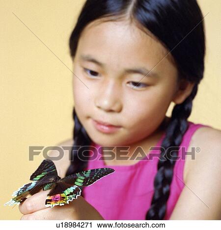 Girl holding a butterfly View Large Photo Image Stock Image - Girl holding a butterfly. Fotosearch