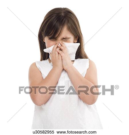 Girl sneezing View Large Photo Image Stock Photography - Girl sneezing. Fotosearch