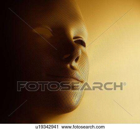 Stock Image - Golden coloured head, illustration. Fotosearch