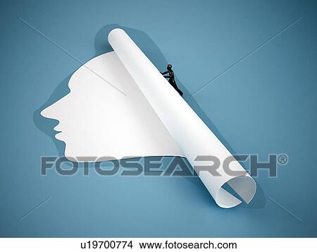 Picture - Human face made of paper, illustration. Fotosearch