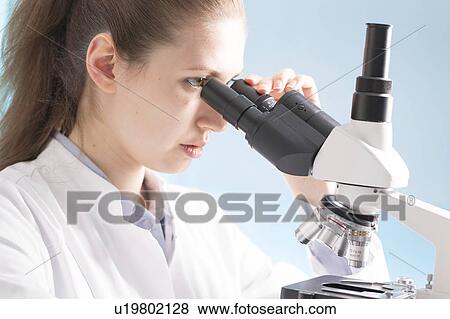 Lab technician using microscope View Large Photo Image Stock Photo - Lab technician using microscope. Fotosearch