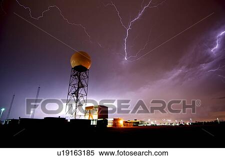 Lightning near a weather radar dome at the National Weather Service in Norman, Oklahoma, USA View Large Photo Image Stock Photography - Lightning near a weather radar dome at the National Weather Service in Norman, Oklahoma, USA. Fotosearch