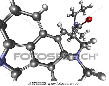 Stock Image - LSD molecule, artwork. Fotosearch