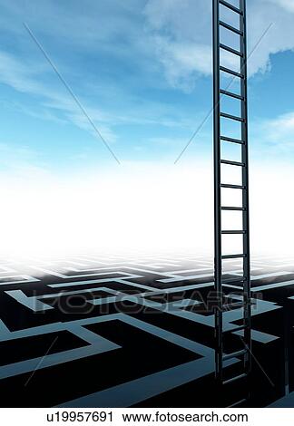 Stock Image - Maze with ladder, illustration. Fotosearch