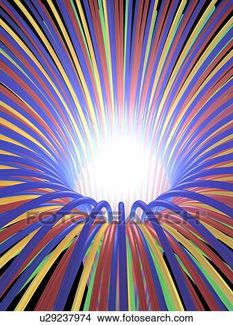 Multicoloured light ray funnel, artwork View Large Photo Image Picture - Multicoloured light ray funnel, artwork. Fotosearch