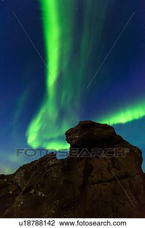 Stock Image - Northern Lights, Krysuvik, Iceland. Fotosearch